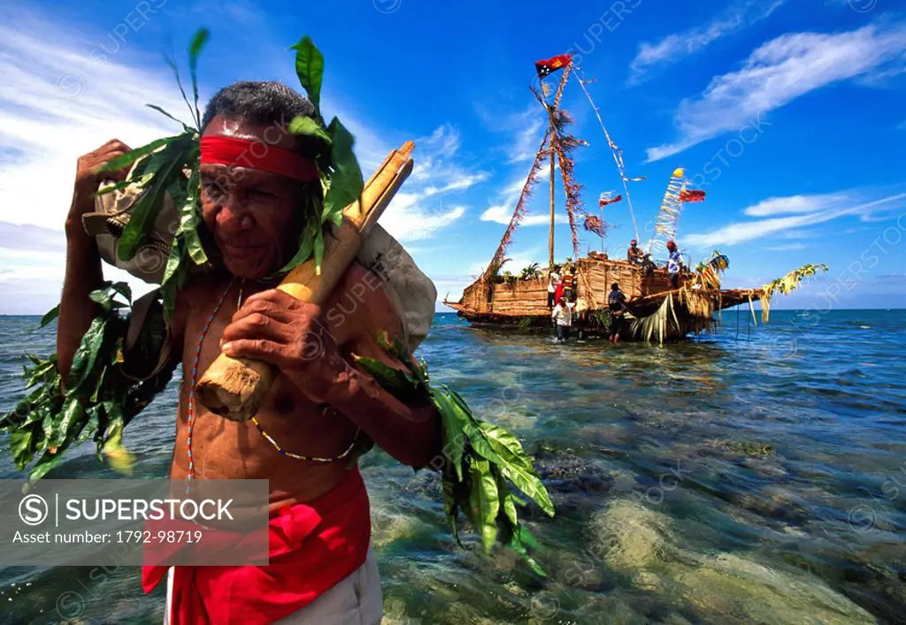 Papua New Guinea, Central Province, Port Moresby, Hiri Moale festival, Motu and Koïtabu Tribe, arrival of Aguna Sarea on the Ela Beach