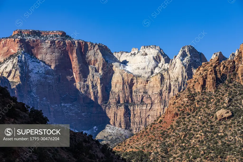 United States, Utah, Zion National Park, Scenic view of Zion Canyon