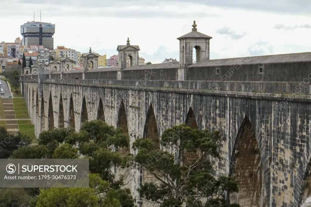 Portugal, Lisbon, Roman style aqueduct built in 1748