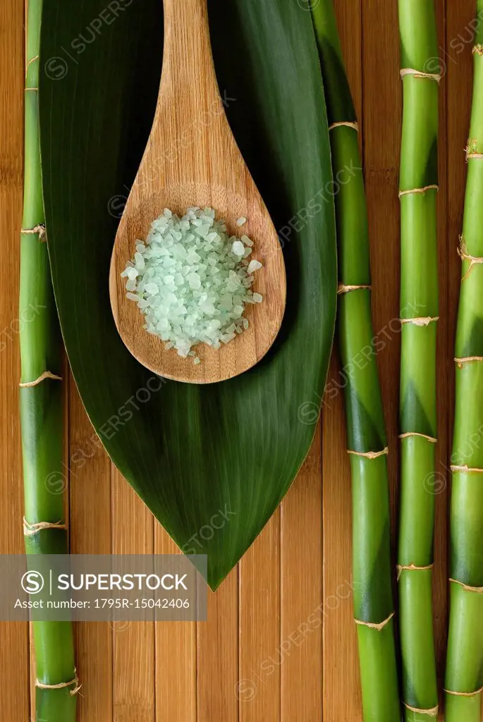 Sea salt with bamboo for spa treatment