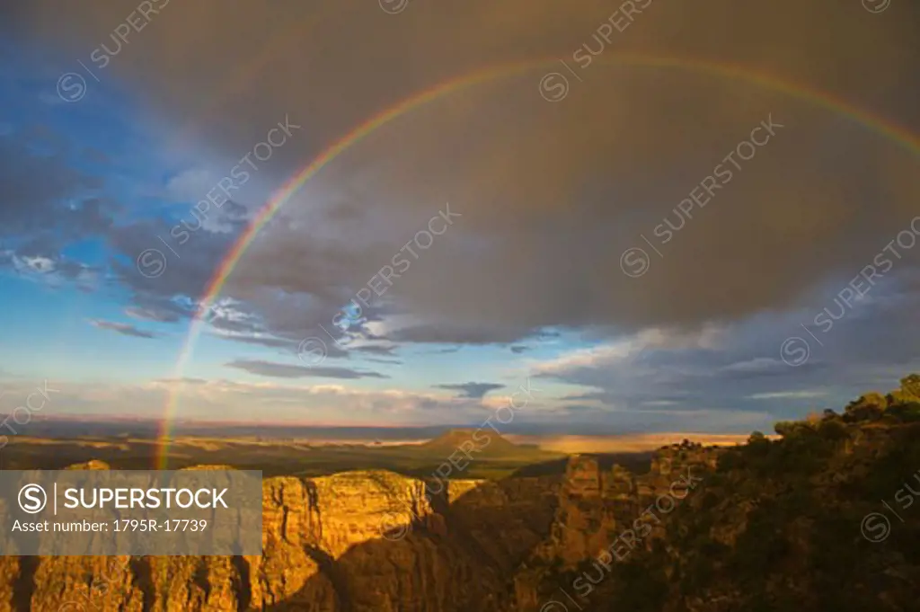 Rainbow and clouds over Grand Canyon, Arizona