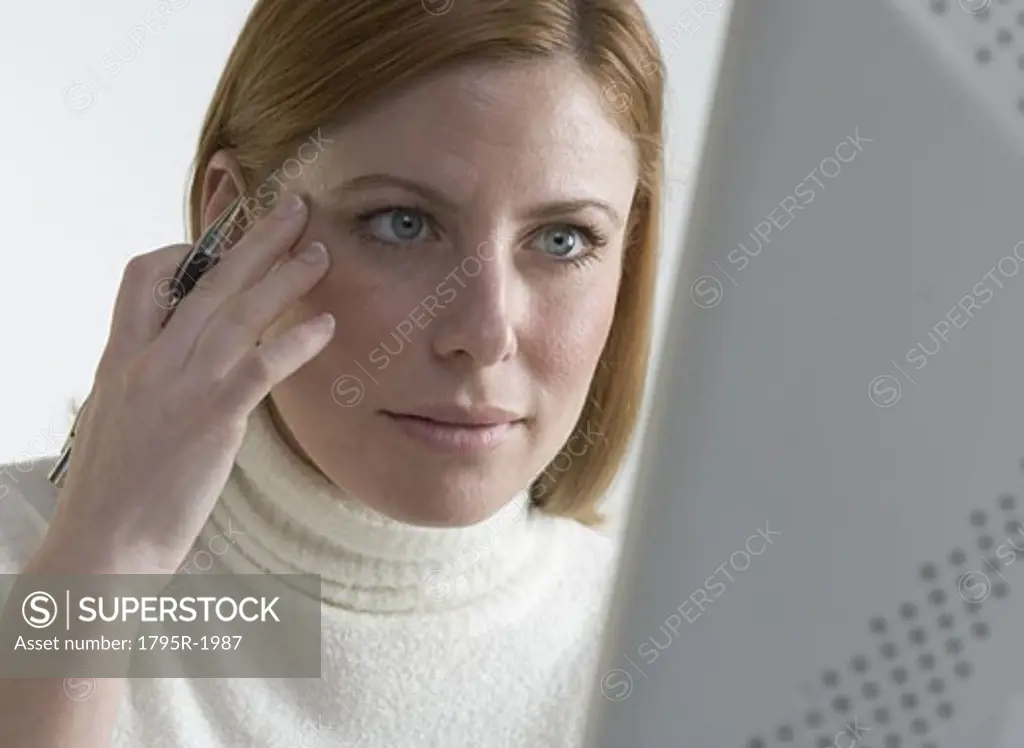 Woman focused on her computer