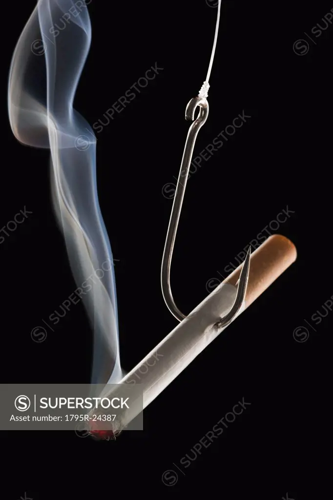 Cigarette with fishing hook