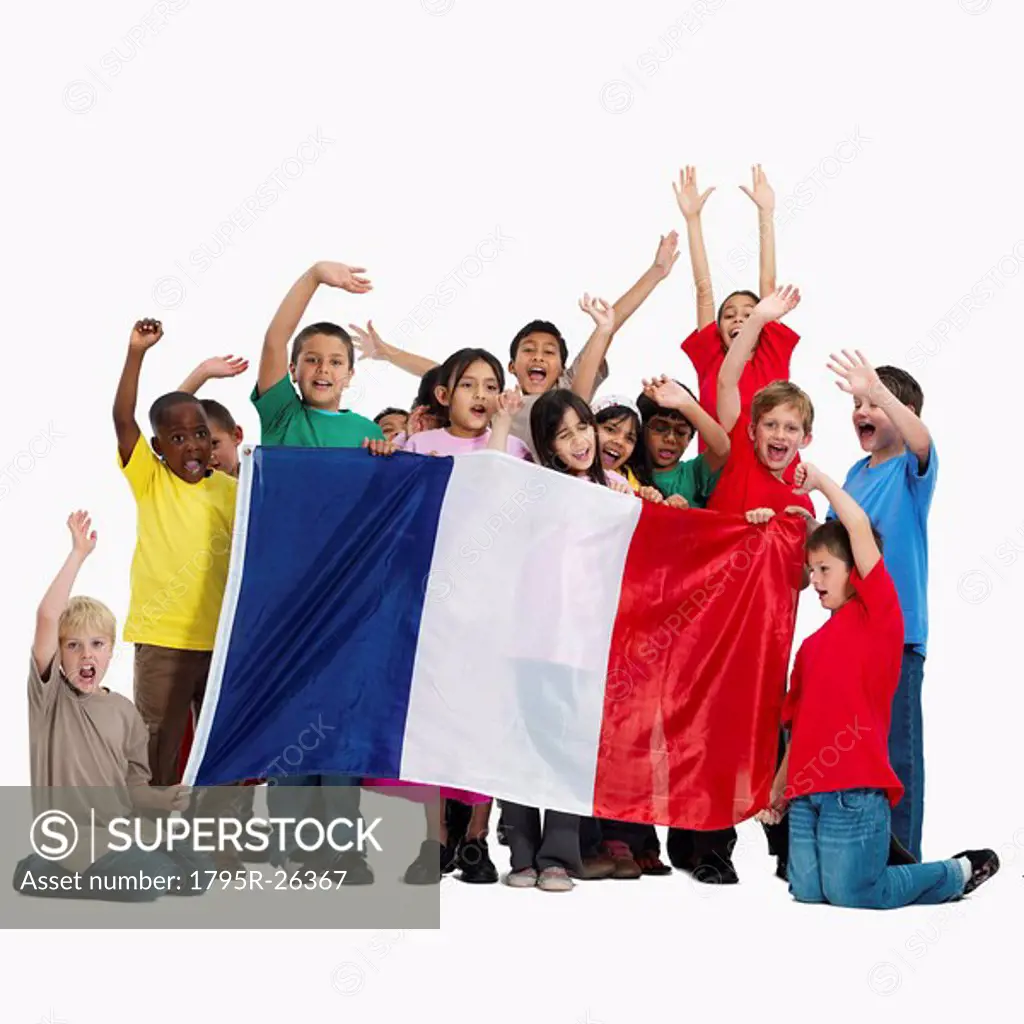 Children holding flag