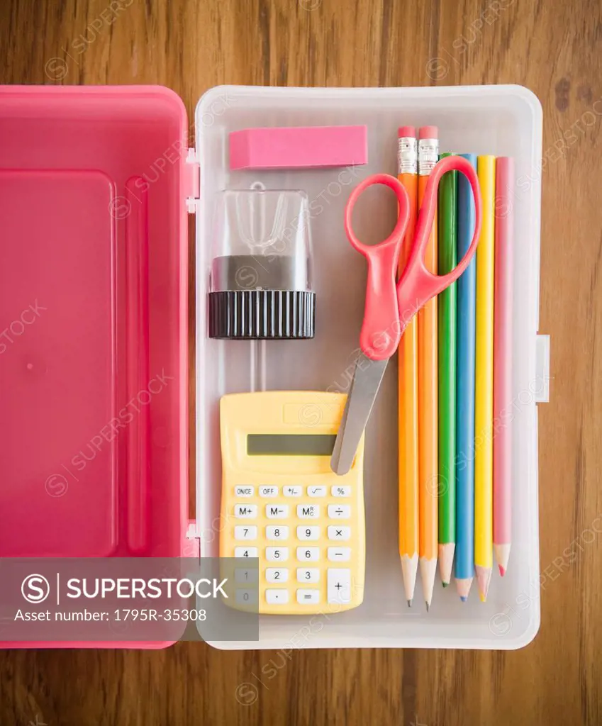 School supplies in box