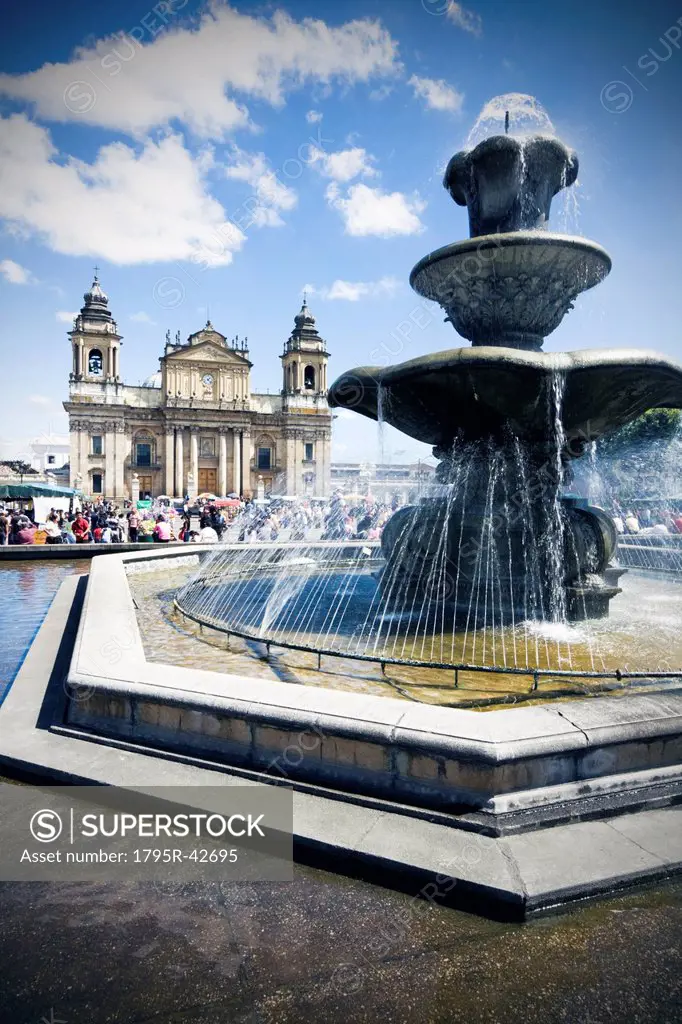 Guatemala, Guatemala City, fountain on main square