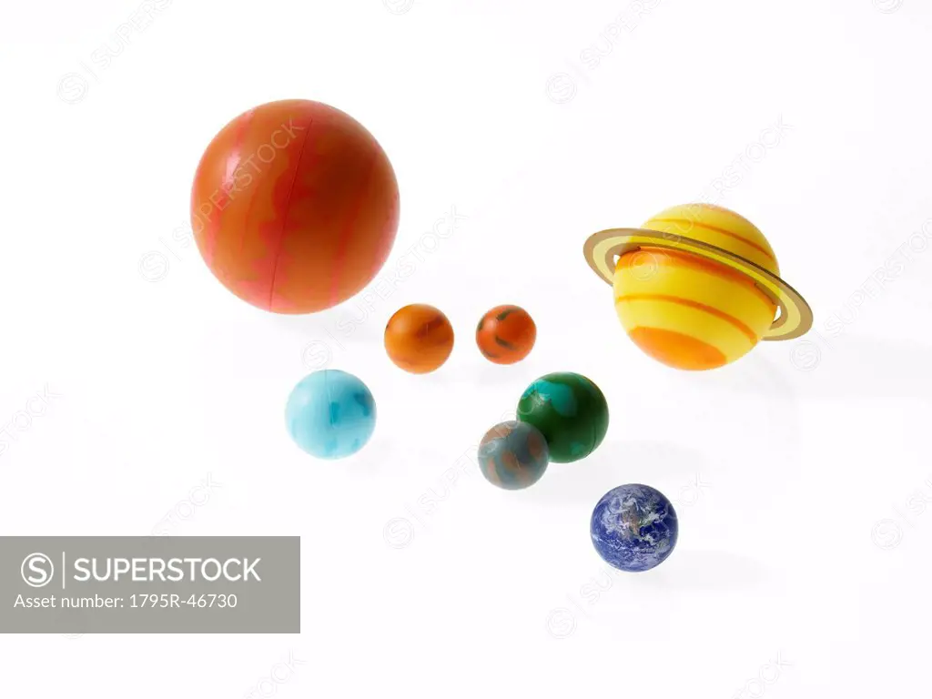 Solar system planets on white background