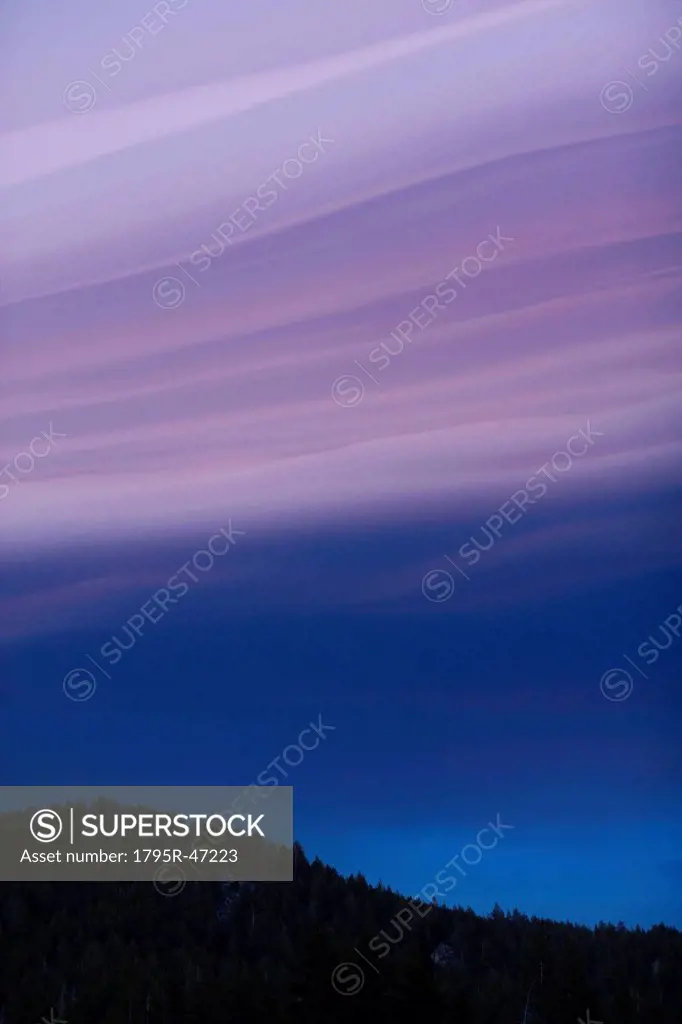 USA, California, Lake Tahoe, Landscape with lenticular clouds