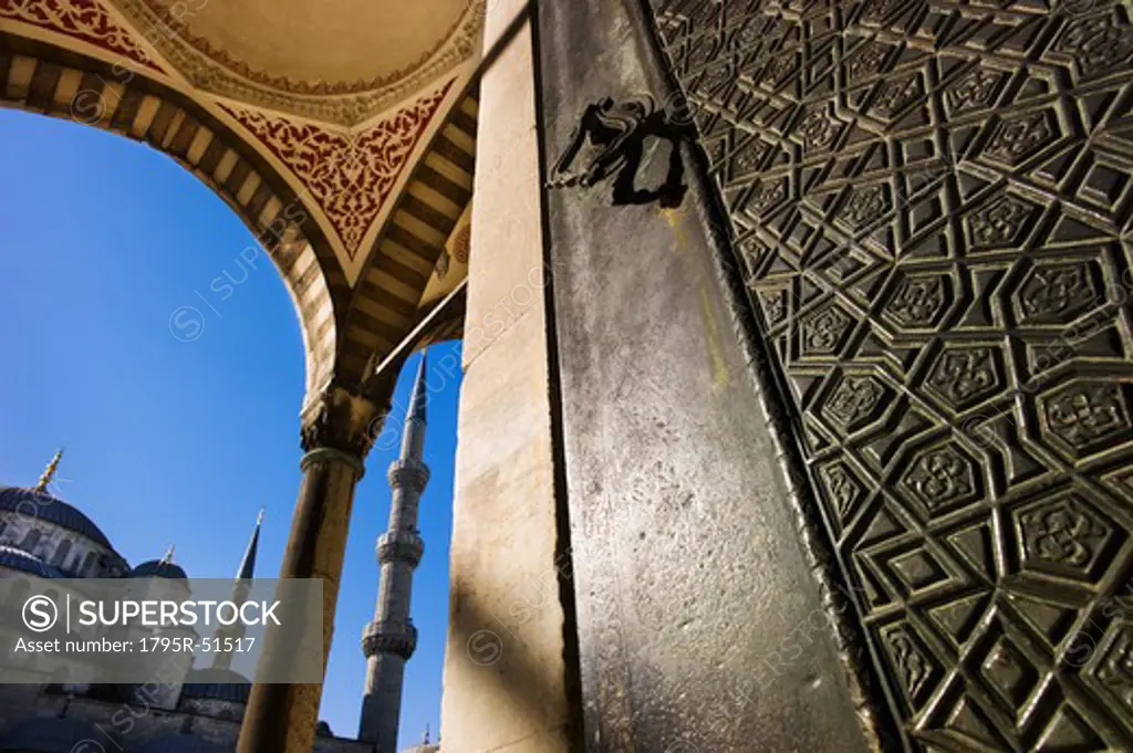 Turkey, Istanbul, Sultanahmet Mosque door detail