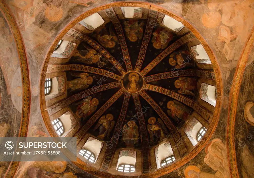 Turkey, Istanbul, Chora Church dome detail interior