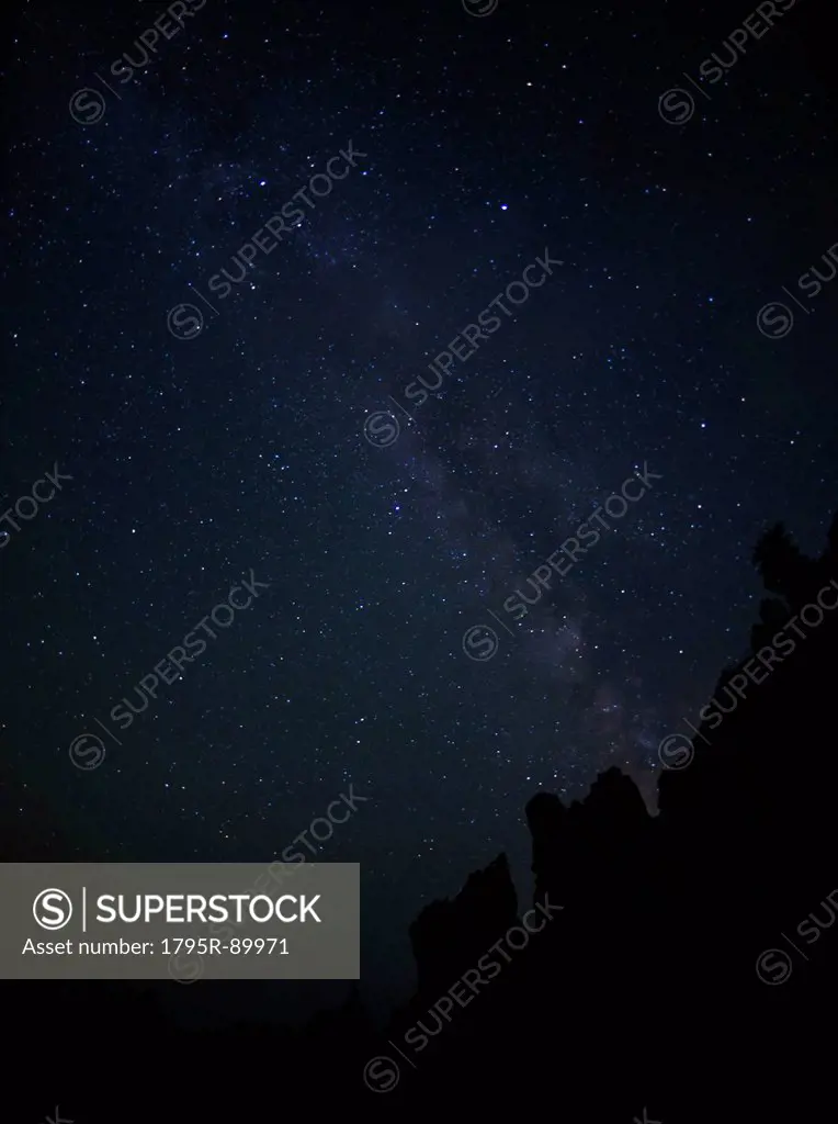 Night sky above rocks