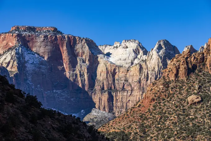 United States, Utah, Zion National Park, Scenic view of Zion Canyon