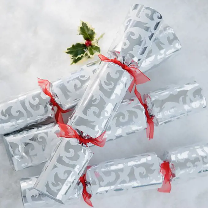 Close-up of Christmas gifts in snow