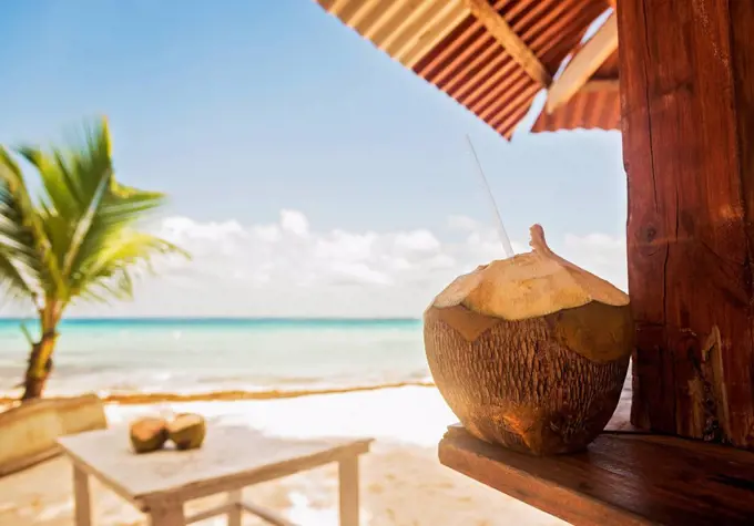 Dominican Republic, Tropical cocktail on tropical beach