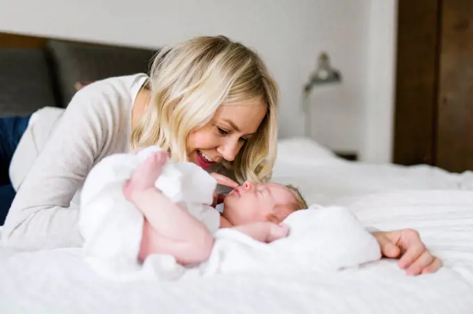 Woman with her baby son