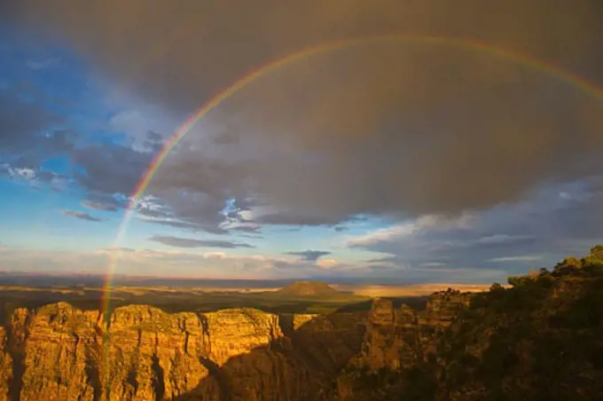 Rainbow and clouds over Grand Canyon, Arizona