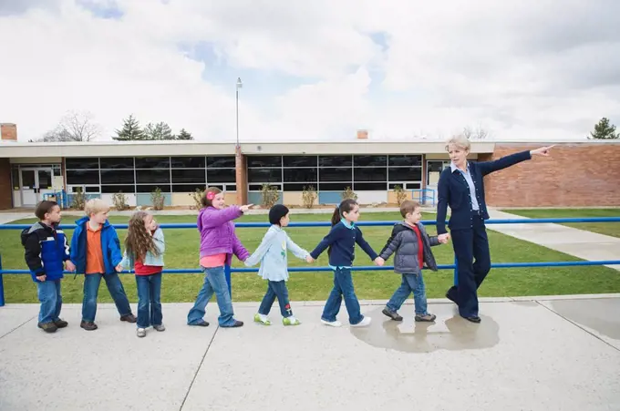 Elementary school students on a field trip