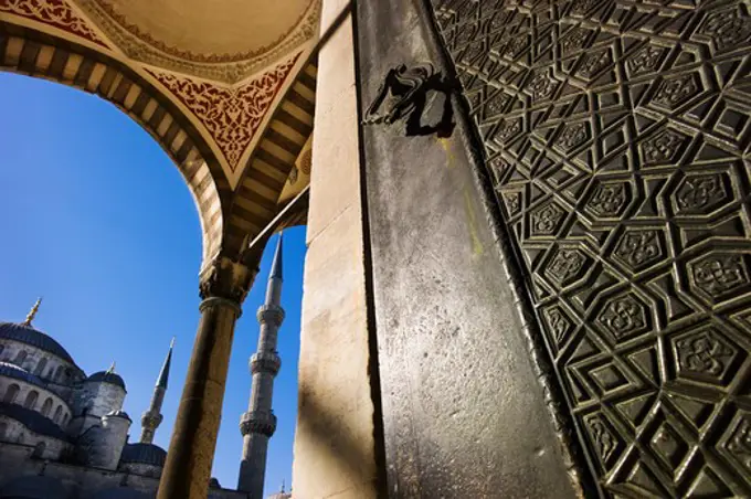 Turkey, Istanbul, Sultanahmet Mosque door detail