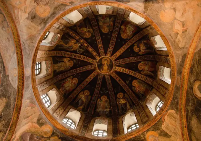 Turkey, Istanbul, Chora Church dome detail interior