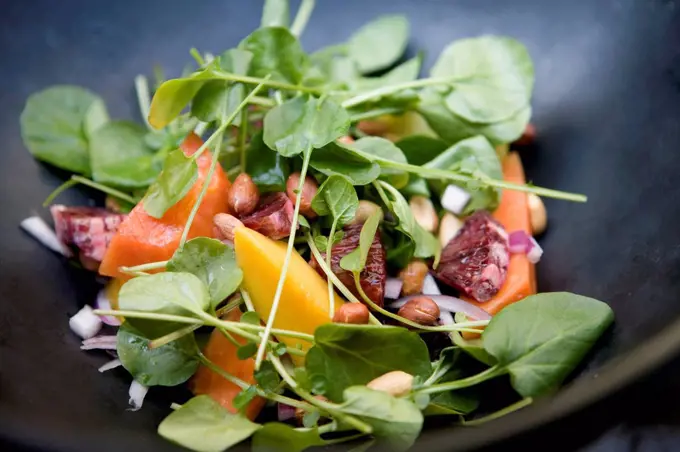 Close up of multicolored healthy salad