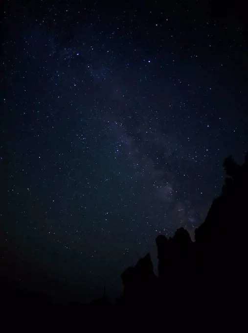 Night sky above rocks