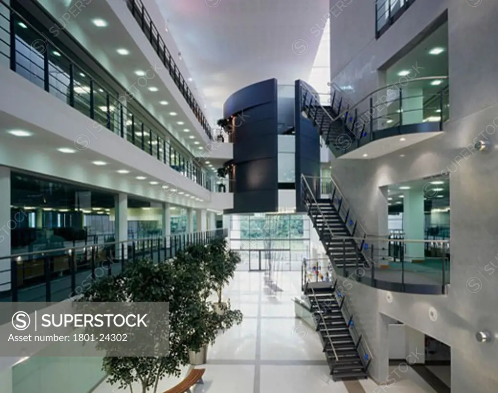 BAE LUTON, CAPABILITY GREEN, LUTON, BEDFORDSHIRE, UNITED KINGDOM, MAIN ATRIUM VIEW, SCOTT BROWNRIGG AND TURNER