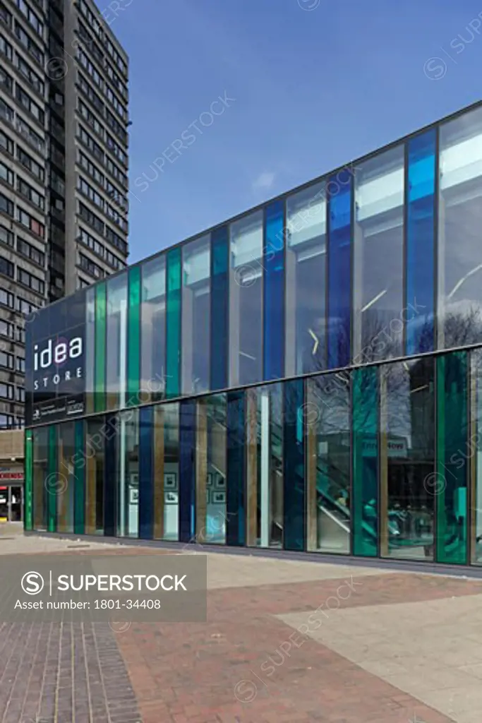 Tower Hamlets Idea Store, London, United Kingdom, Adjaye Associates, Chrisp street idea store east india dock road facade.