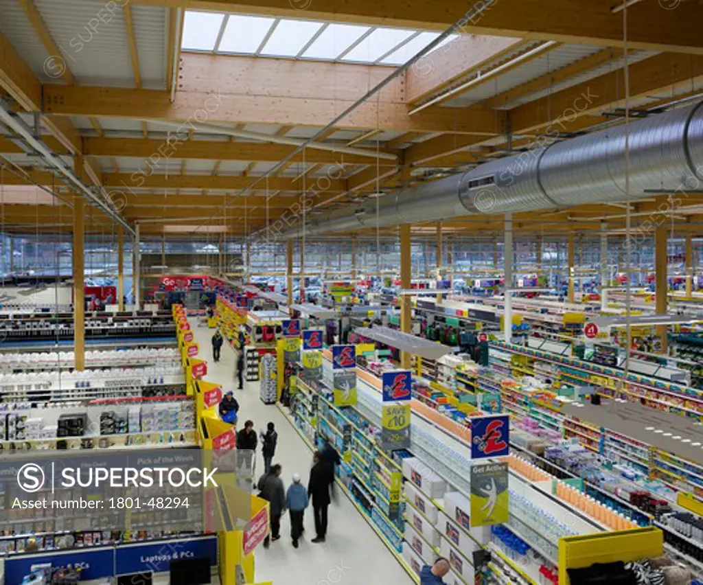 Tesco Cheetham Hill, Manchester, United Kingdom, Michael Aukett Architects, TESCO CHEETHAM HILL MANCHESTER MICHAEL AUKETT ARCHITECTS 2009 ENERGY EFFICIENCY GENERAL INTERIOR VIEW WITH TIMBER FRAME