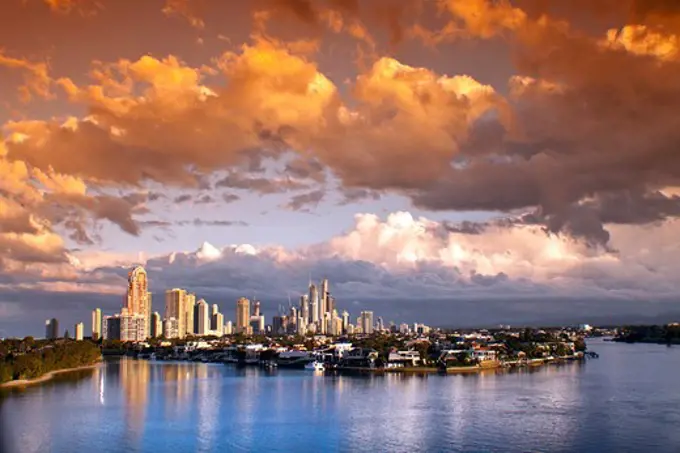 Australia, Scenic view of Gold Coast skyline