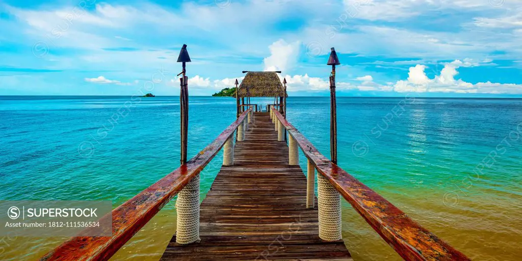 Pier off Malolo Island into the South Pacific Ocean; Malolo island, Fiji