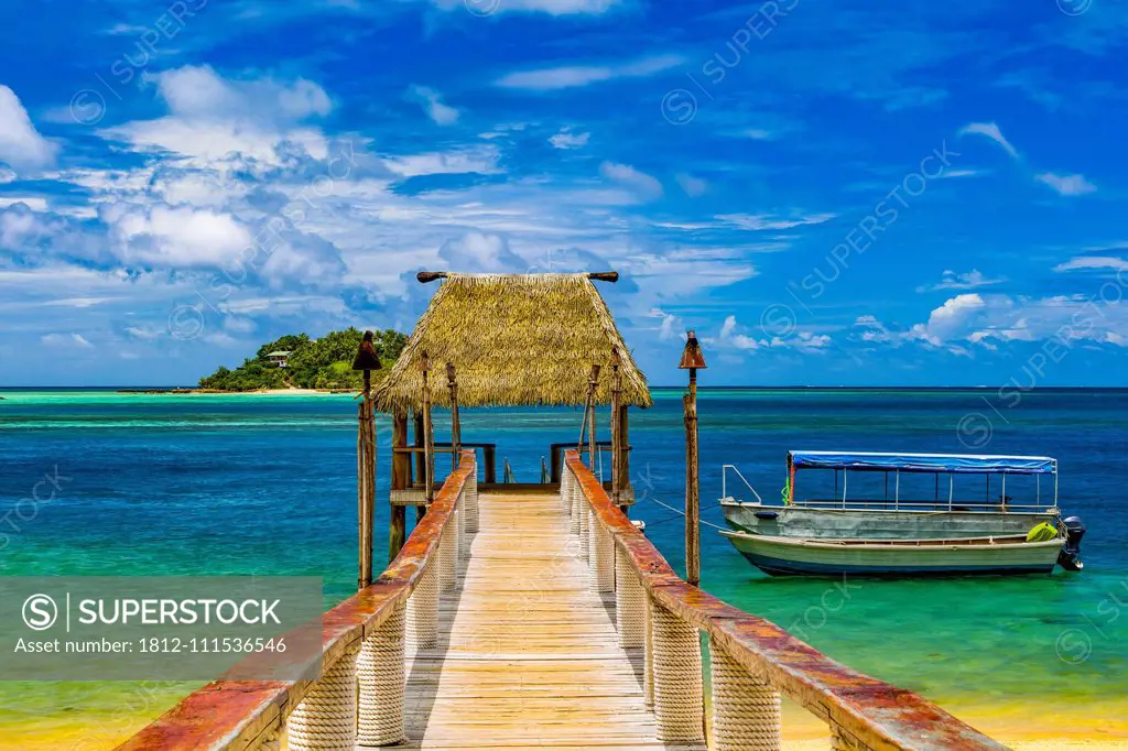 Pier off Malolo Island into the South Pacific Ocean; Malolo island, Fiji