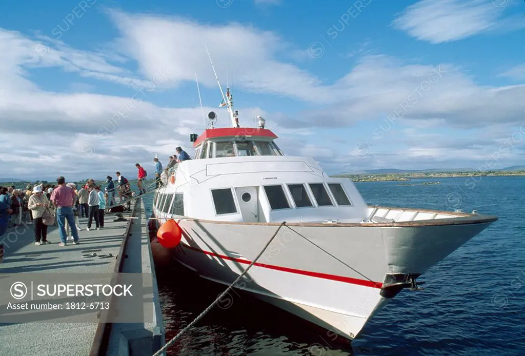 Aran Flyer Ferry, Aran Islands, Co Galway, Ireland, People next to a ferry