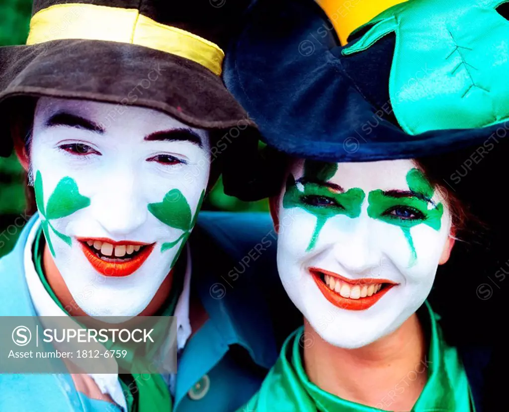 Face Painted Shamrocks, St Patrick´s Day, Dublin, Ireland