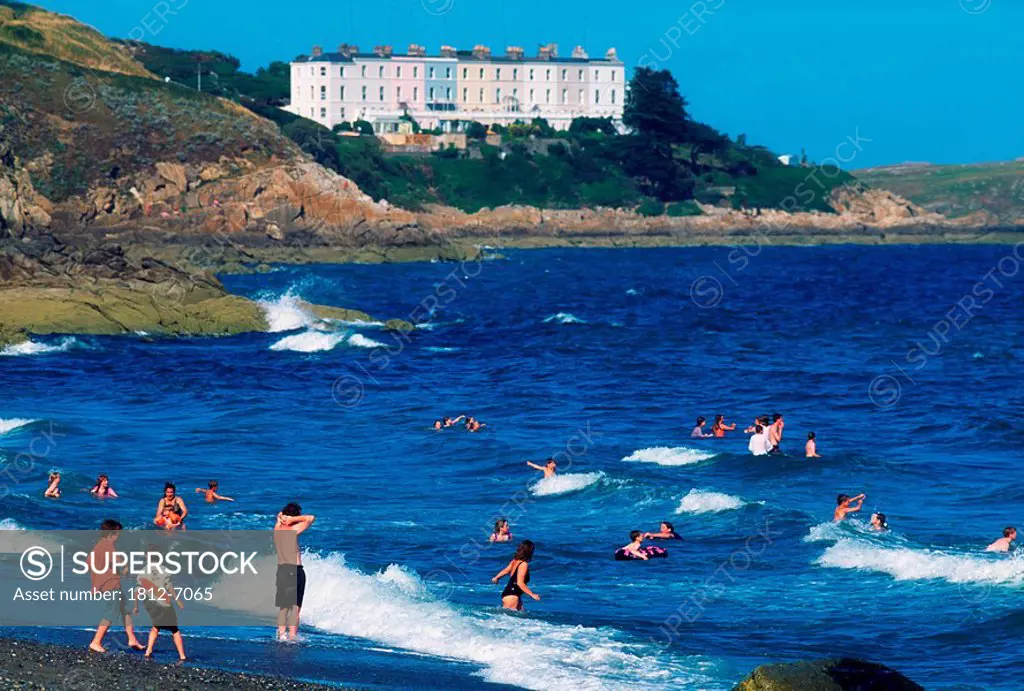 Killiney Beach, Co Dublin, Ireland, People swimming