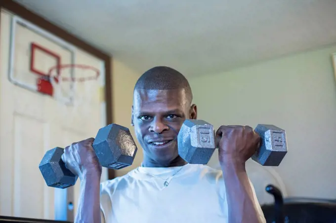 Man with Williams Syndrome exercising