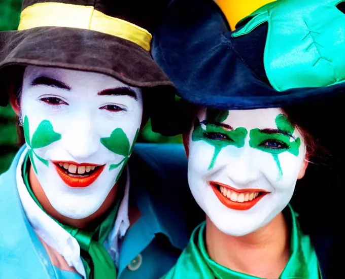 Face Painted Shamrocks, St Patrick´s Day, Dublin, Ireland