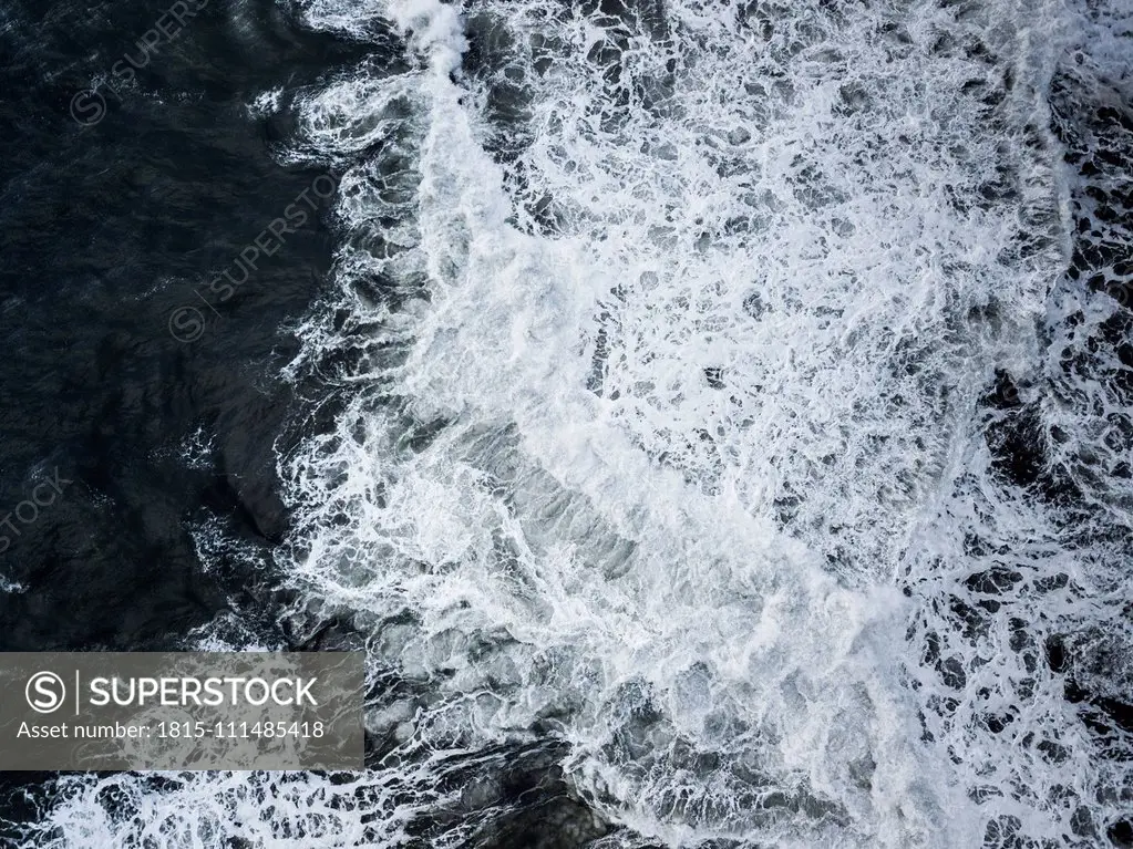 Aerial view of splashing waves