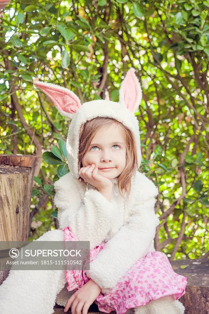 Portrait of little girl wearing Easter bunny costume