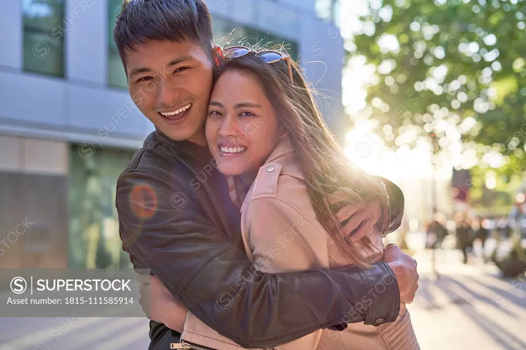 Portrait of couple in love at sunset