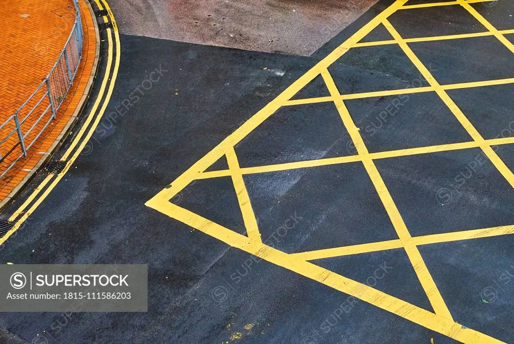 Road markings, Central District, Hong Kong, China