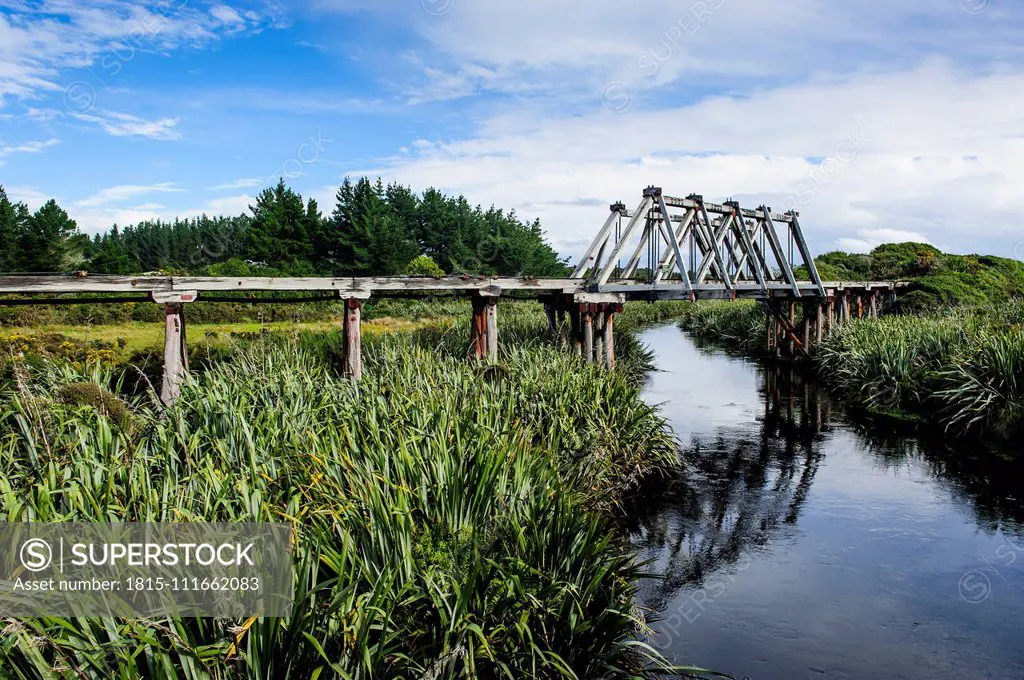 Old railway bridge along the road between Fox Glacier and Greymouth, South Island, New Zealand