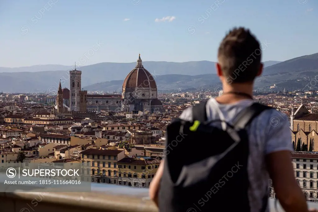 Man enjoying the view of Florence, Florence, Italy