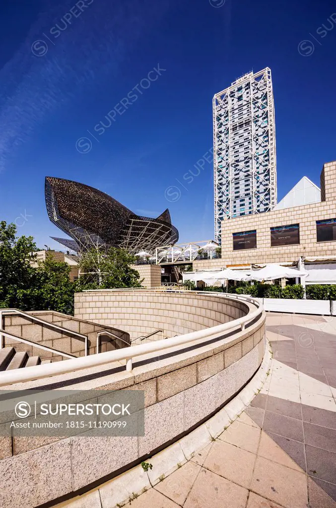 Spain, Barcelona, Barceloneta, Frank Gehry fish sculpture