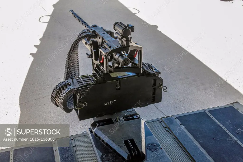 Germany, Laupheim, M3M heavy machine gun on ramp of German Air Force