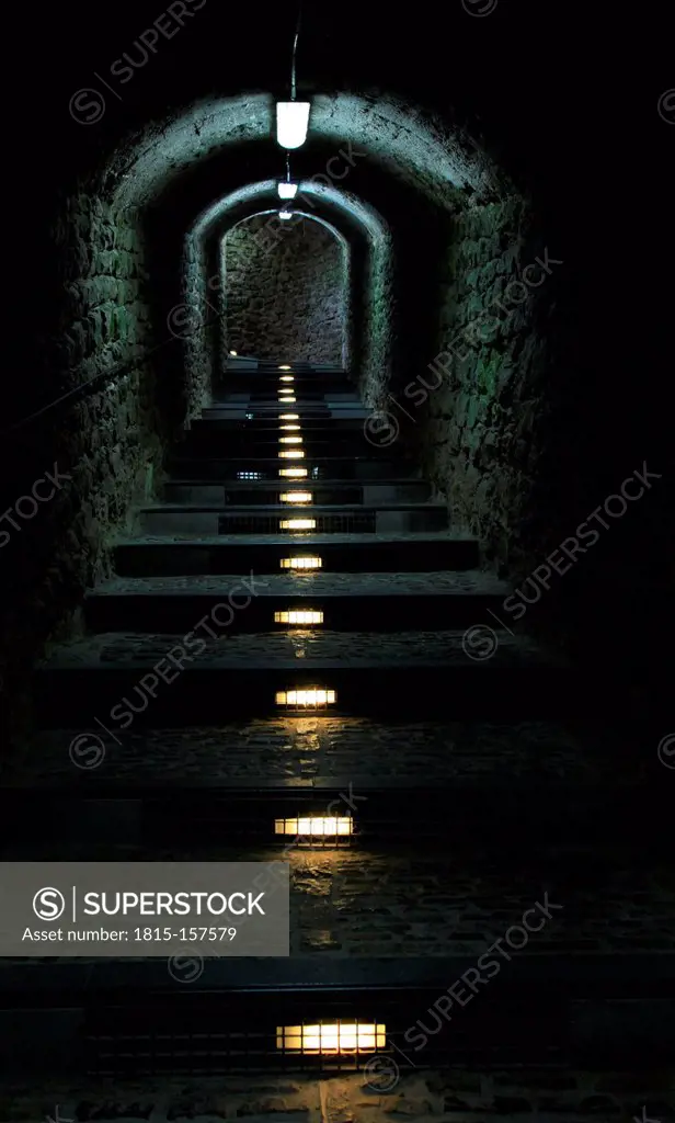 Spain, Ibiza, Tunnel through Ibiza City town wall