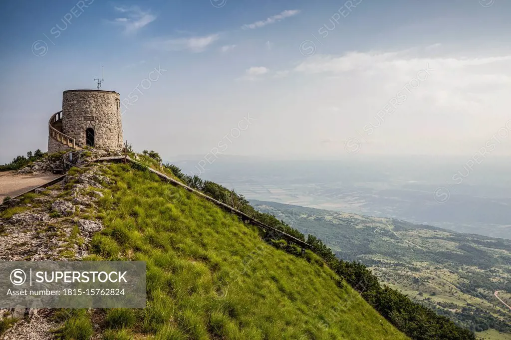 Observation tower on Vojak summit, Ucka Nature Park, Istria, Croatia