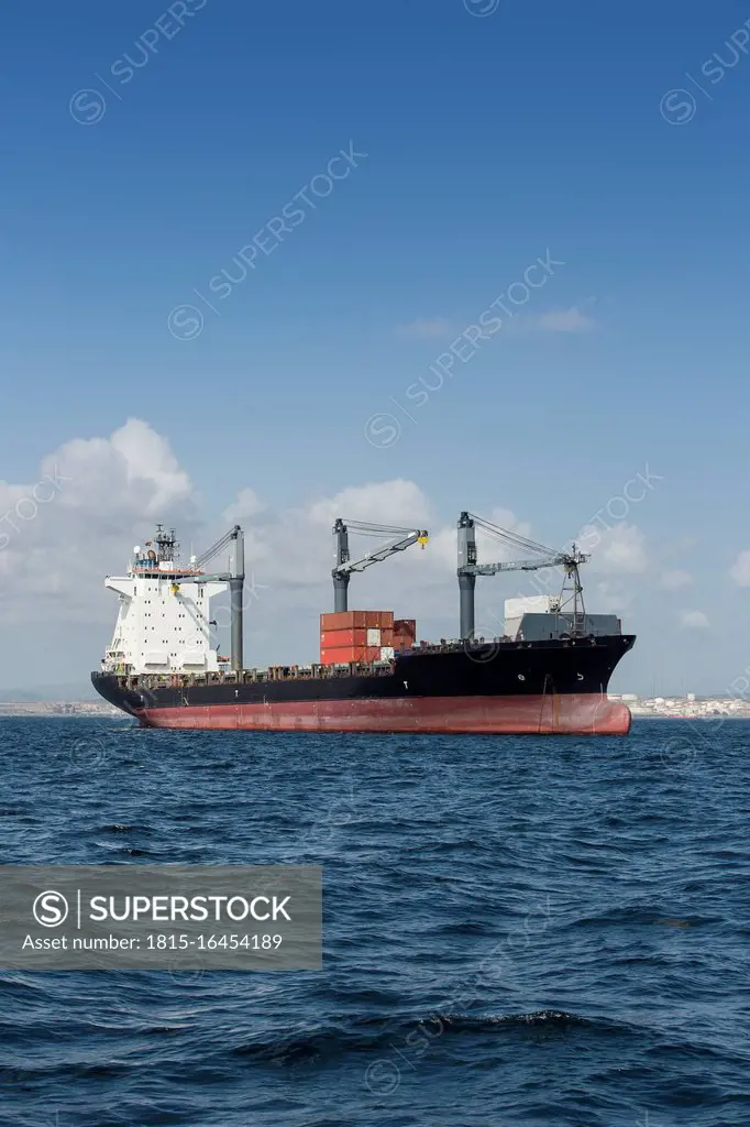 Spain, Andalusia, Algeciras, cargo ship, roadstead