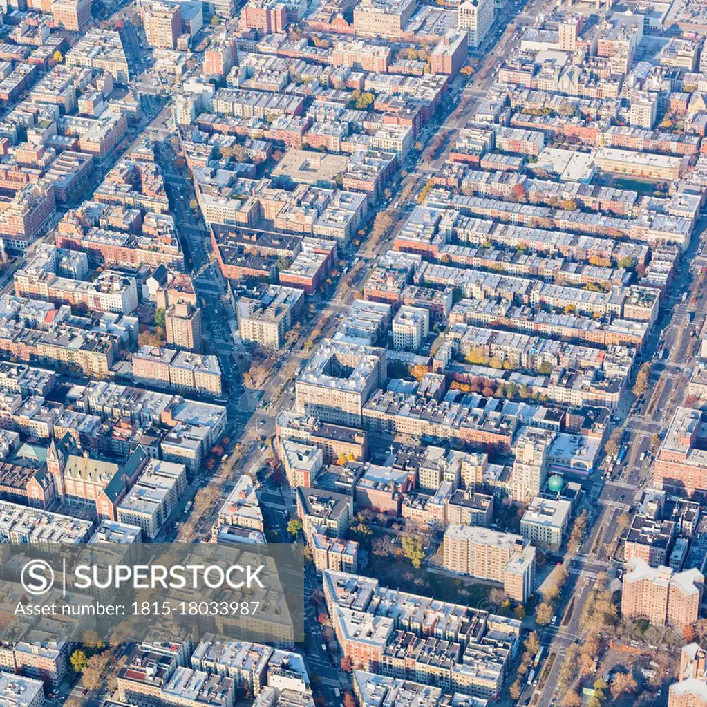 USA, New York, New York City,¶ÿHarlem buildings, aerial view