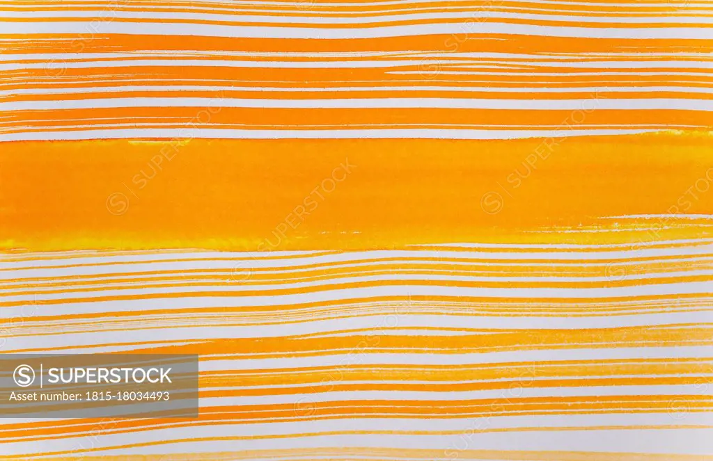 Abstract orange lines watercolor painting on white paper