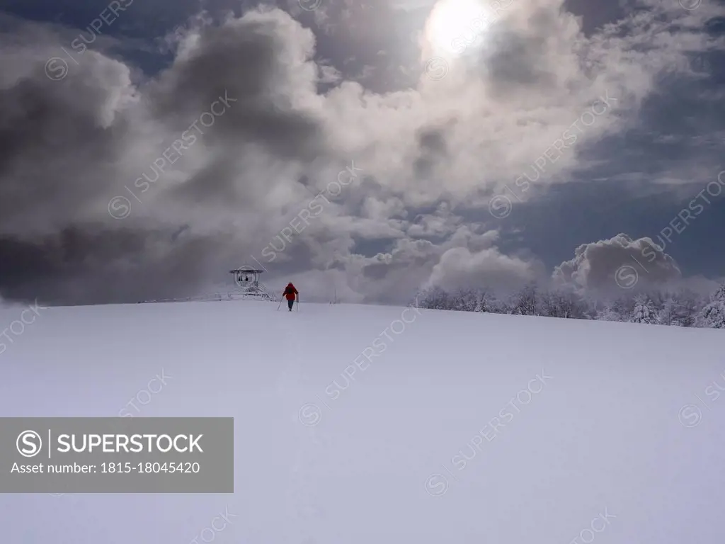 Germany, Black Forest, Hiking to Kandelpyramide in winter